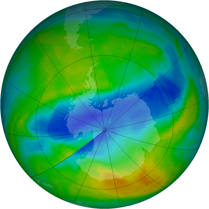 Antarctic ozone map for 11 November 1985